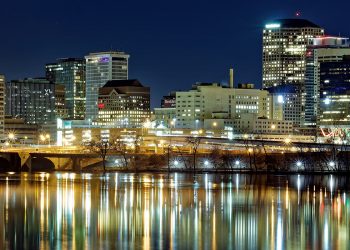 City skyline at night