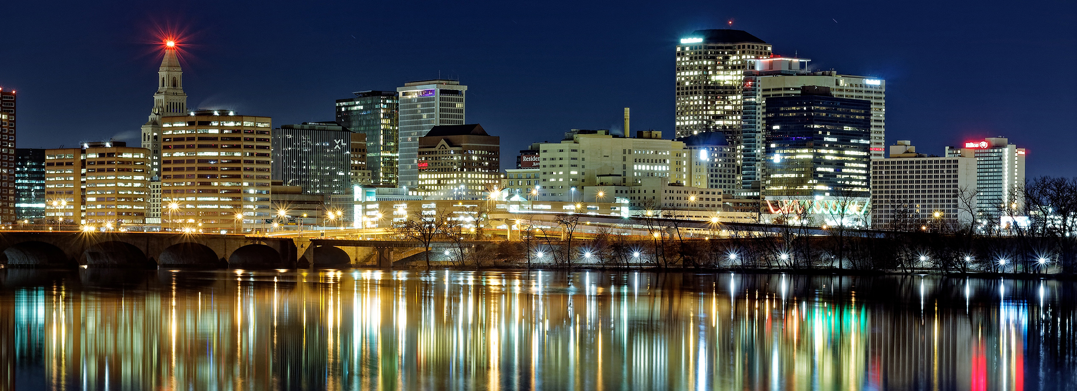 City skyline at night